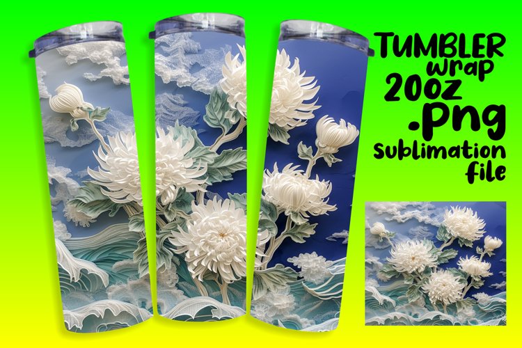 3D Flower in Hole Tumbler Wrap - For 20oz Sublimation
