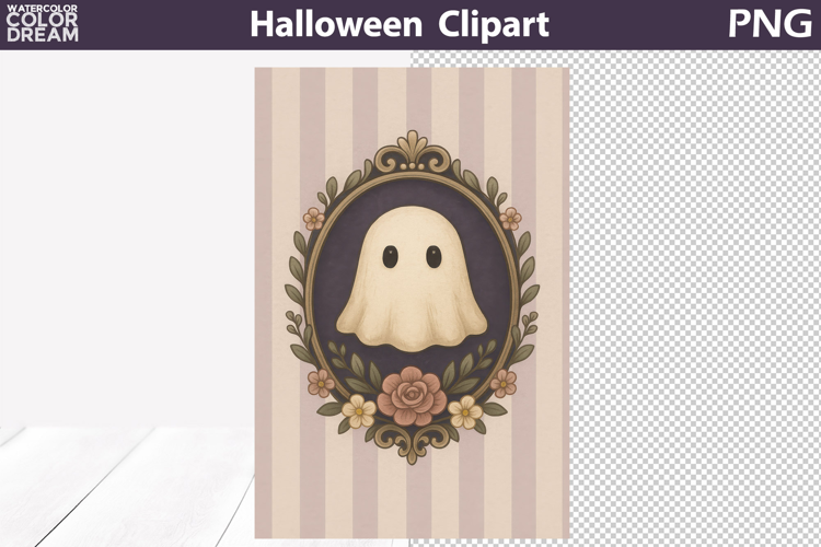 Vintage Ghost Portrait PNG | Floral Halloween print