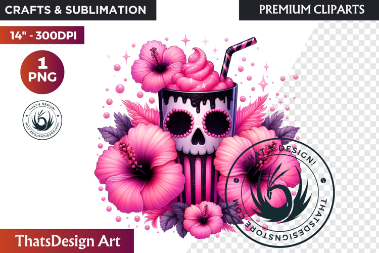 Pastel Goth Halloween Drinks - Kawaii Spooky Clipart PNG