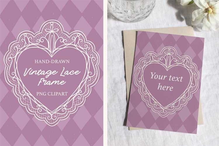 Vintage Heart Lace Frame for Wedding Designs example image 1