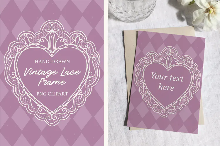 Vintage Heart Lace Frame for Wedding Designs