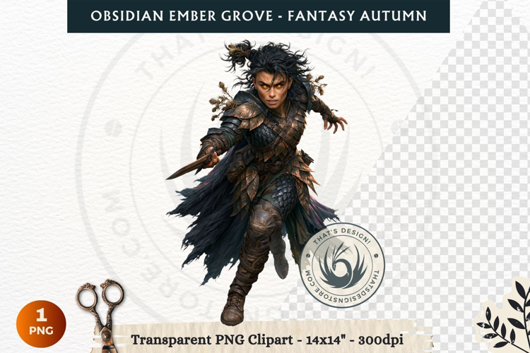 Dark Autumn Fantasy Clipart PNG for RPG Obsidian Ember Grove