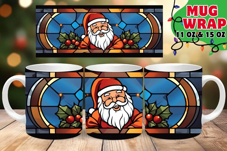 Christmas Stained Glass Sparkle 11oz 15oz Mug Wrap