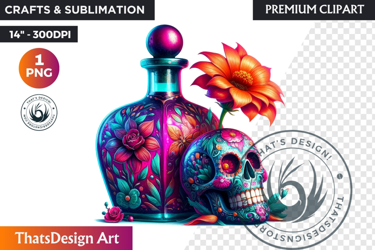 Floral Day of the Dead Clipart PNG sugar skull la catrina
