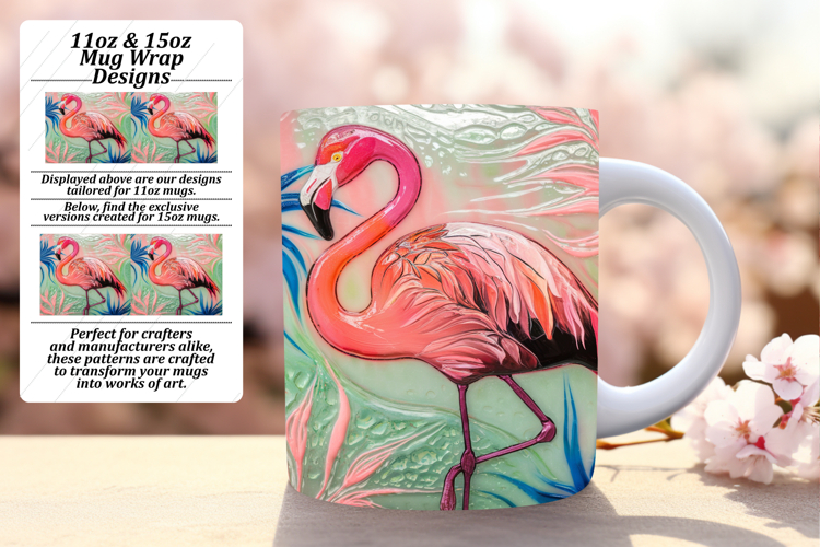 Happy 11oz Mug Wrap Png Template , Flamingo