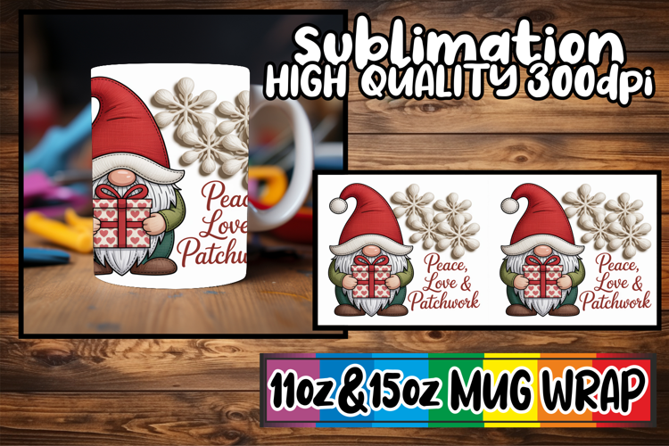 Cozy mornings 11oz 15oz sublimation wrap, Holiday Gnome