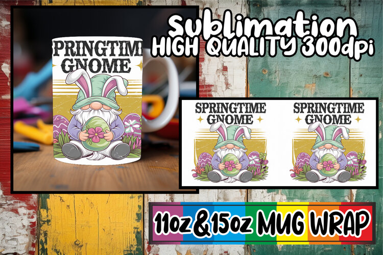 Unique vibes sublimation print wrap, Easter Gnome example image 1