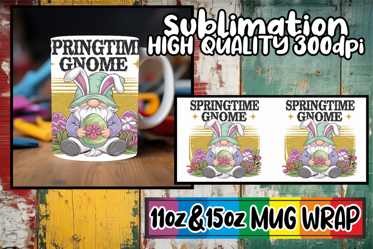 Unique vibes sublimation print wrap, Easter Gnome