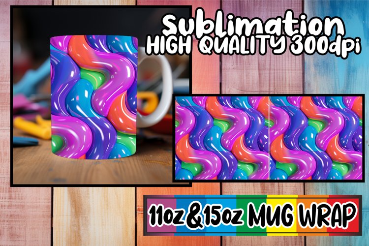 Colorful Puff Visions: Sublimation Mug Wrap