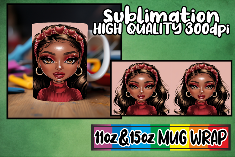 Radiant adventures 11oz 15oz sublimation wrap, Afro Girl