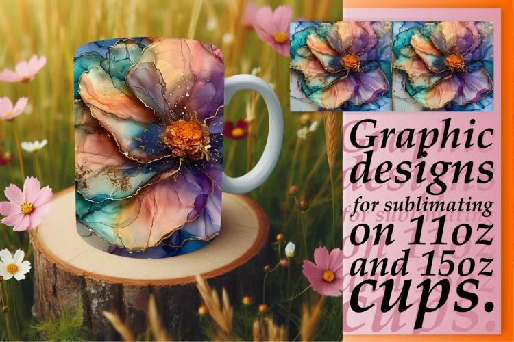 Whimsical Blossom Dream Mug Wrap: 3D Sublimation