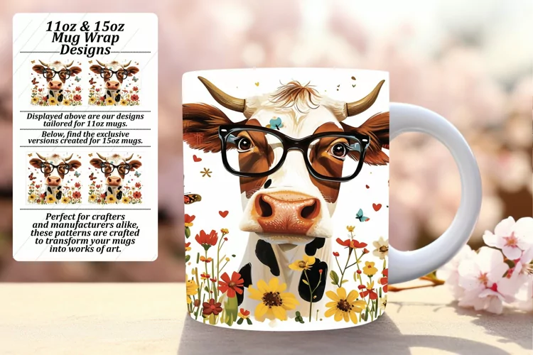 Whimsical Cow Pattern Mug Wrap
