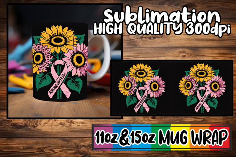 Vibrant colors 11oz 15oz sublimation wrap, Breast Cancer