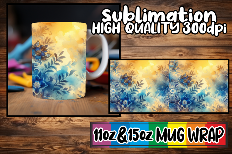 Enchanted days 11oz 15oz mug wrap, Watercolor Pattern