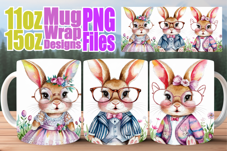 Graceful days sublimation mug wrap, Easter Bunny