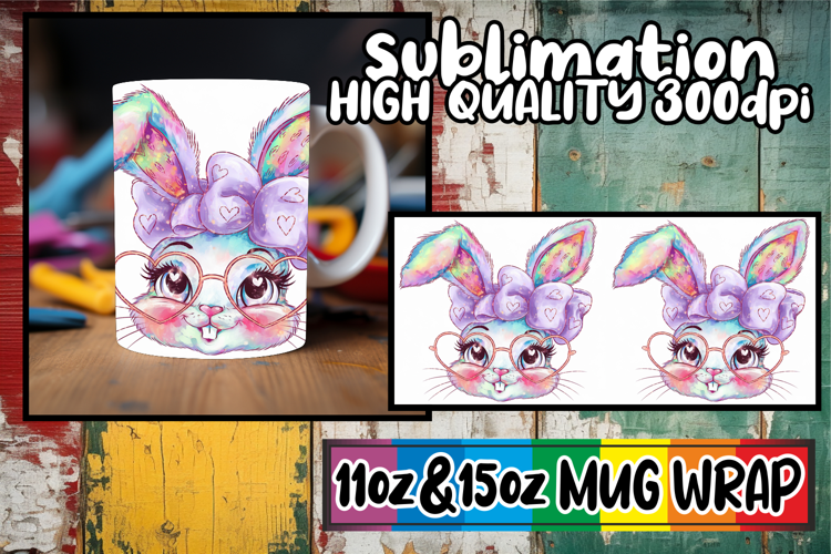 Cozy thoughts 11oz 15oz sublimation wrap, Easter Bunny