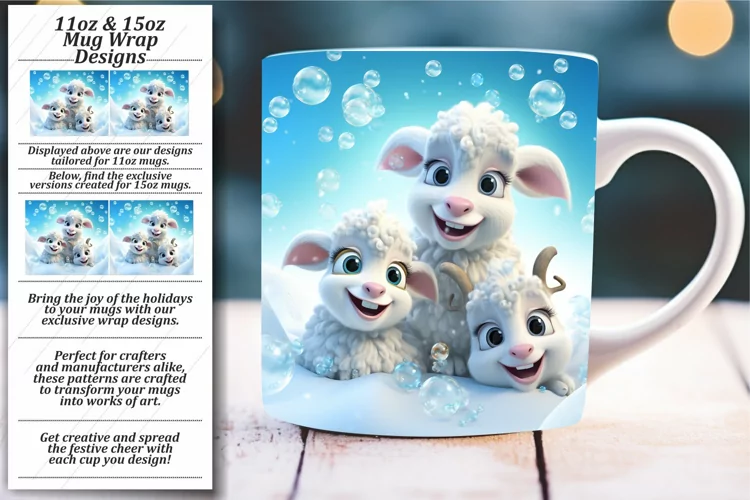 Enchanting Winter Wildlife: 3D Holiday Mug Wraps