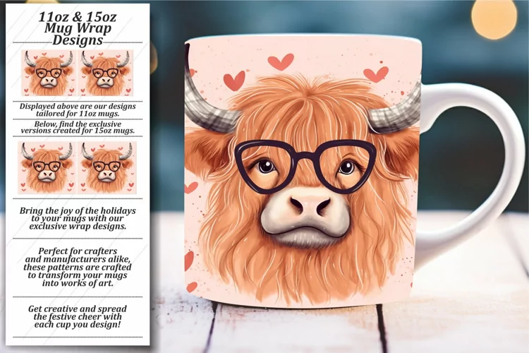 Sweetheart's Sip: Cute Animals on Mug Wrap Sublimations