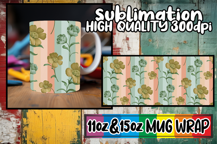 Whimsical evenings 11oz 15oz sublimation wrap, Gold Flower