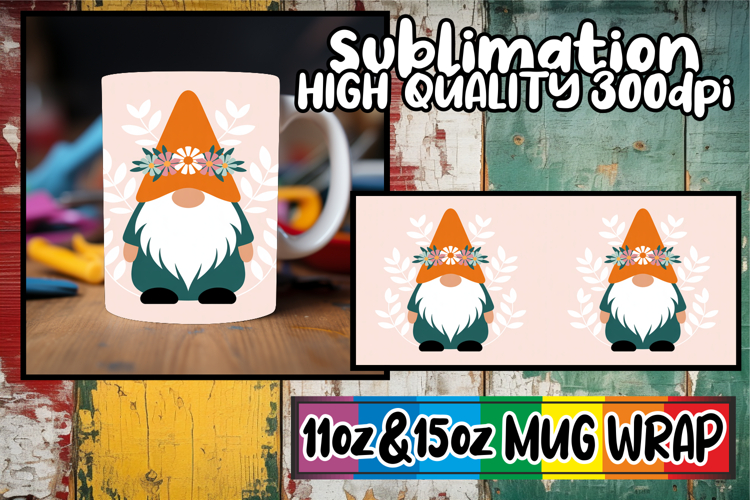 Bright journeys sublimation mug wrap, Gnomes
