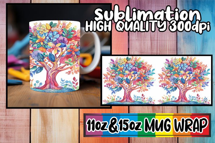 Vibrant Blossoms Mug Sublimation Wrap - Spring Design example image 1