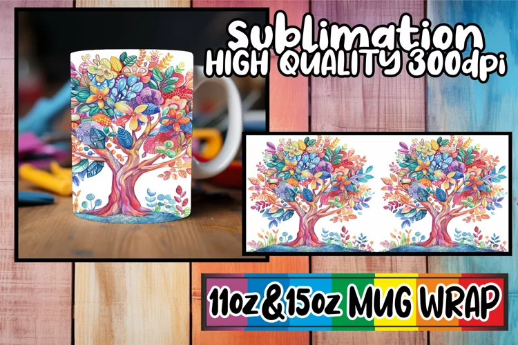 Vibrant Blossoms Mug Sublimation Wrap - Spring Design