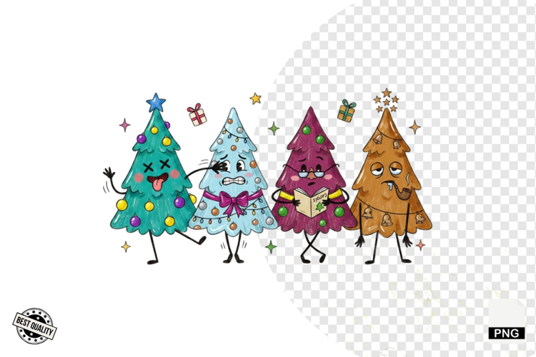 Cartoonish Christmas Trees Clipart example image 1