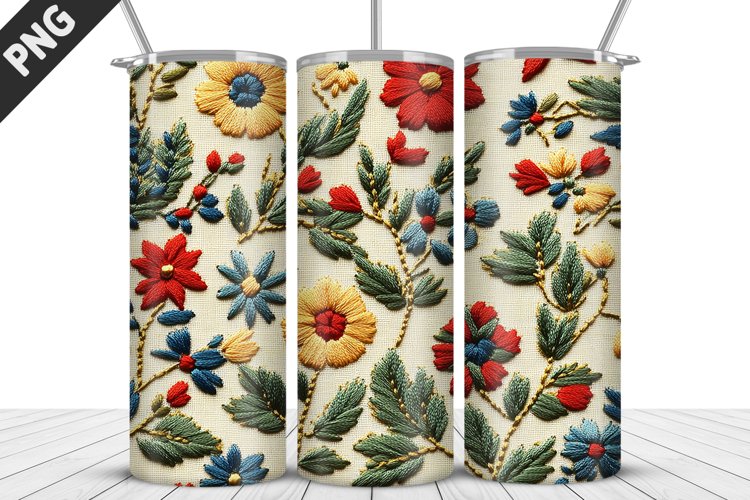 3D Daisy Flowers 20oz Tumbler Wrap | Sublimation Design example image 1