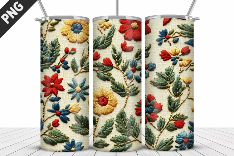 3D Daisy Flowers 20oz Tumbler Wrap | Sublimation Design