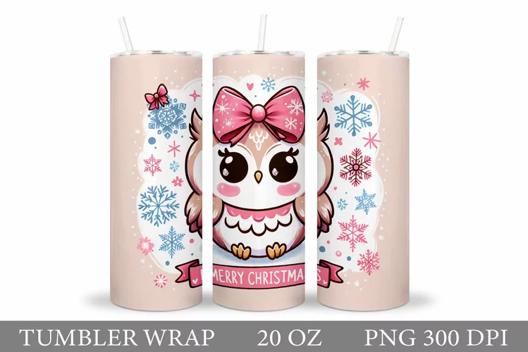 Christmas Owl Tumbler Design. Christmas Tumbler Sublimation