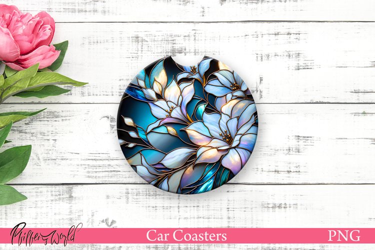 Car Coaster | Pearl White Flowers