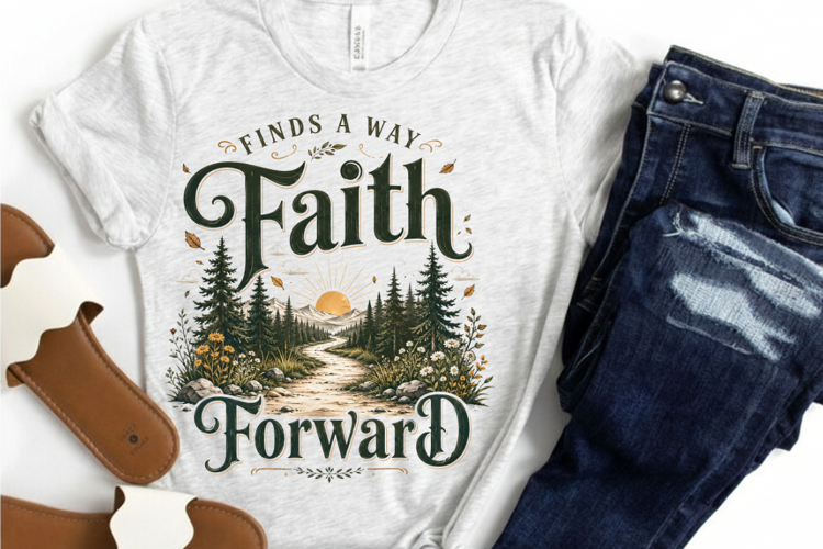 Faith Forward Finds A Way PNG Sublimation Design - Christian