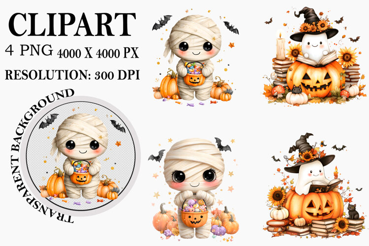 Halloween Sublimation Clipart Watercolor PNG example image 1