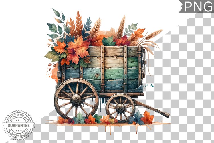 Fall Wagon Garden Sublimation - Fall Clipart PNG Design example image 1