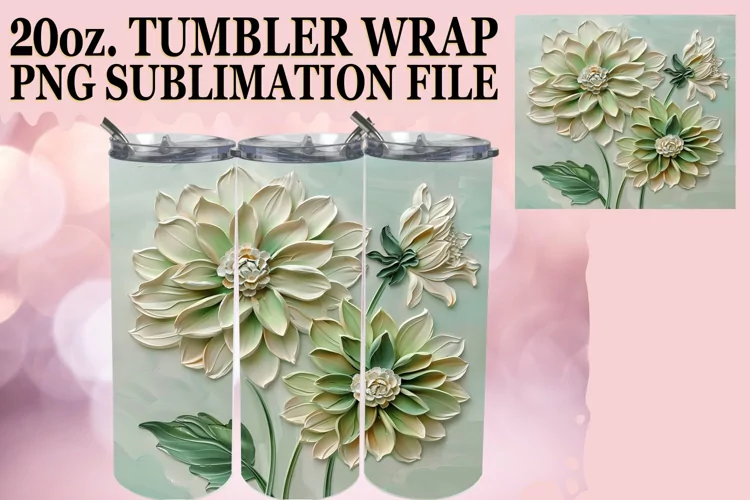 White Petal Perfection: Sublimation 20oz Tumbler