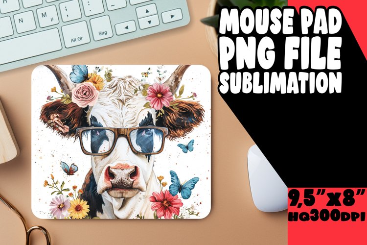 Springtime Cow Mouse Pad: Sublimated Whimsy example image 1