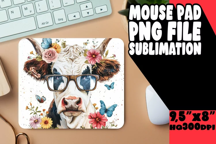 Springtime Cow Mouse Pad: Sublimated Whimsy