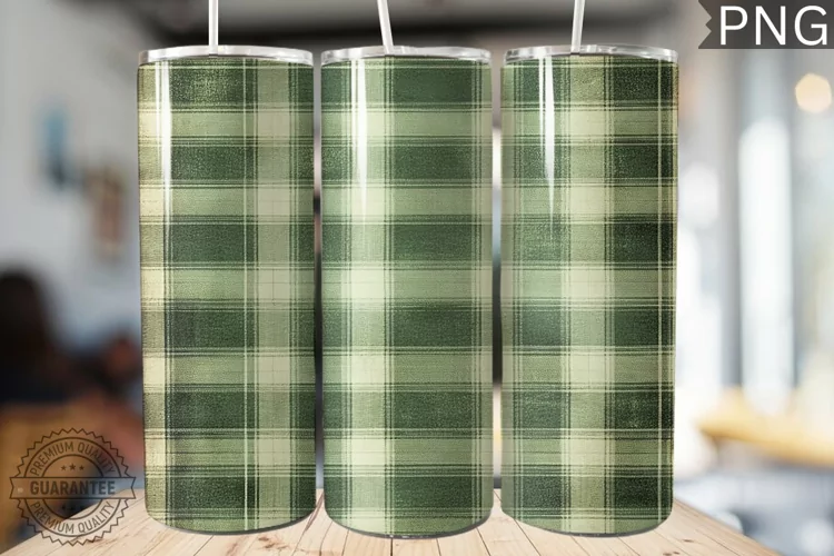 Green Plaid Tumbler Wrap - High Quality 300 Dpi