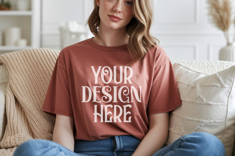 Brick Comfort Colors 1717 T-shirt Mockups,1717 Mockups