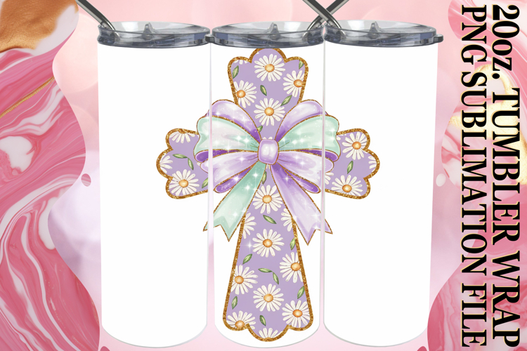 Happy Journeys 20oz tumbler wrap, Flower Cross