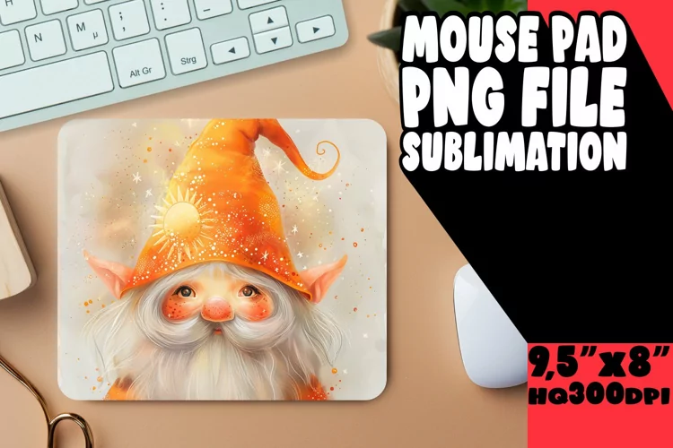 Mystical Meadow: Gnome Mouse Pad Design Sublimation PNG