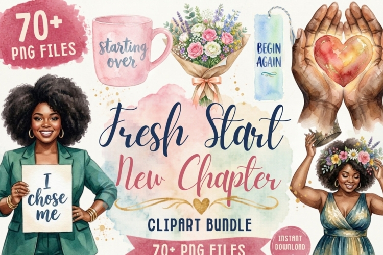 Fresh Start New Chapter Clipart | Watercolor Healing PNG