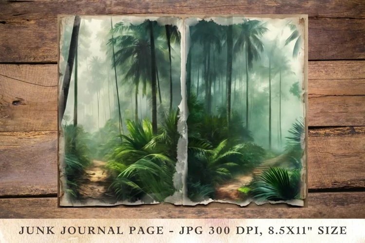 Printable Junk Journal Pages misty forest 3