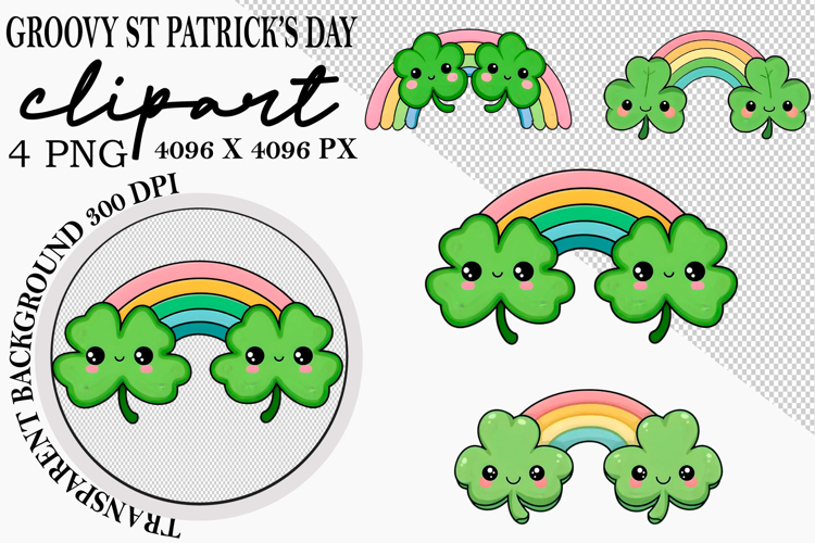 Whimsical Groovy St Patrick’s Day Clipart Watercolor png