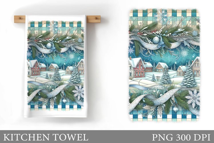Winter Kitchen Towel. Christmas Kitchen Towel Sublimation example image 1