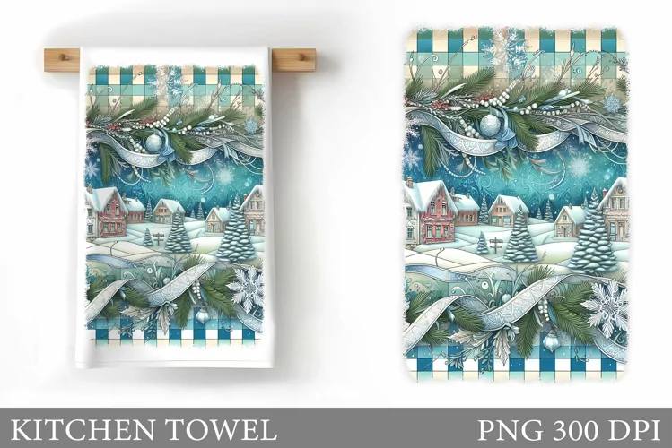 Winter Kitchen Towel. Christmas Kitchen Towel Sublimation