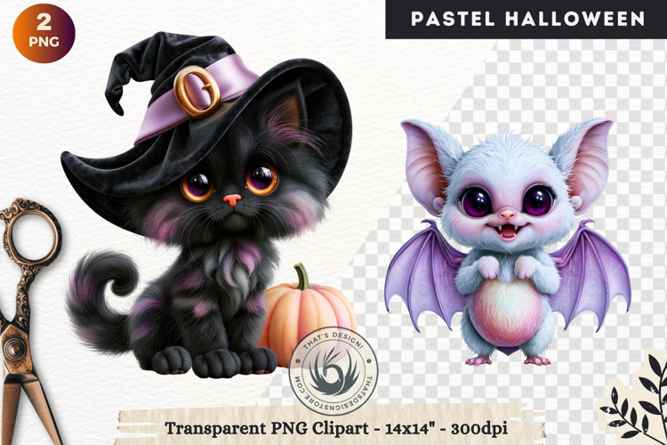 Cute Halloween Pastel characters Clipart sublimation