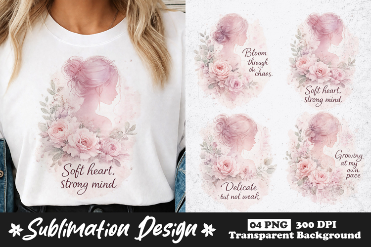Feminine Floral Sublimation PNG Designs example image 1