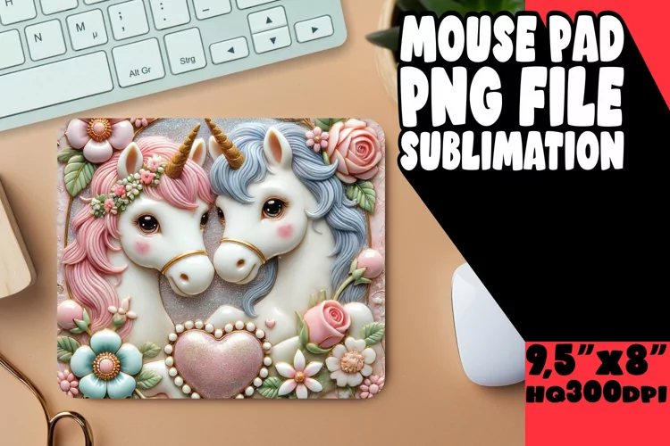 Whimsical Mouse Mat Sublimation, Sweet Animals