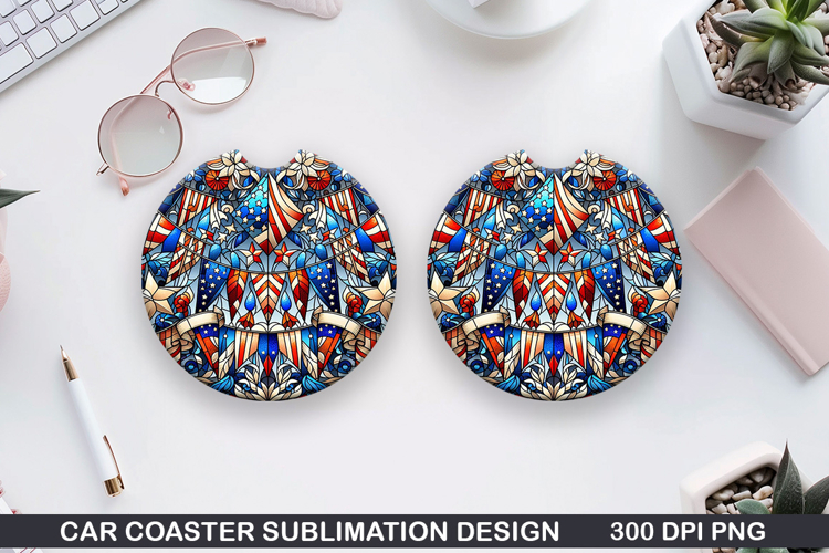 4th Of July Car Coaster Sublimation| 4th Of July Coaster PNG